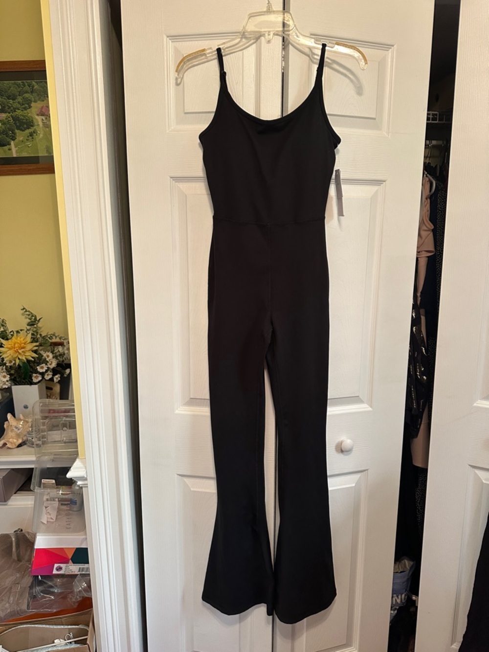 Yogalicious Black Spaghetti-Strap Flared Jumpsuit - Picture 4 of 7